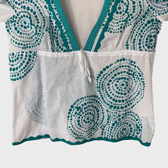 INC International Concepts Boho V-Neck Blouse Women's 14 Dot Print Bell Sleeves - Picture 6 of 10